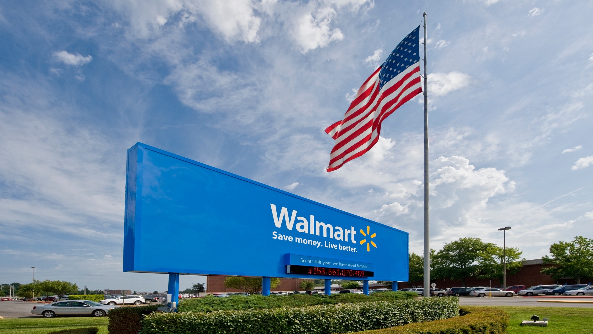 Walmart sign outside of the Walmart home office